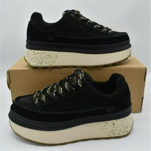 UGG Womens Size 7 Marin Lace Up 2" Platform Black Nubuck Fashion Sneakers Shoes